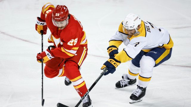 Jonathan Huberdeau of the Flames benched in the third period, marking a new low point for the player.