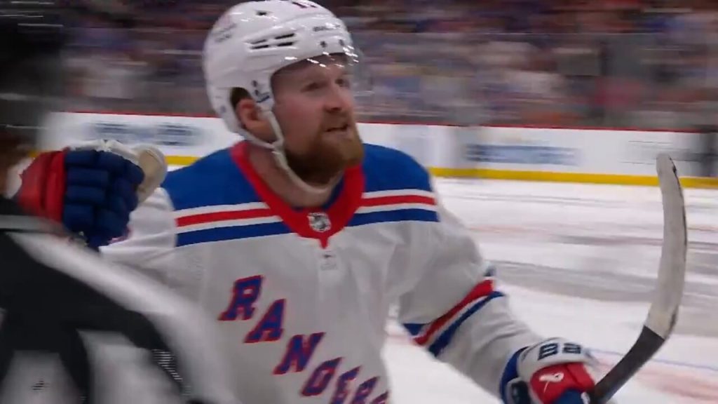 Alexis Lafreniere scores his seventh goal of the playoffs for the Rangers