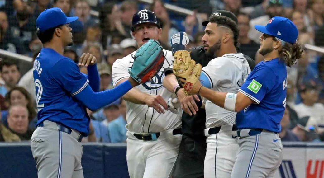 Varsho of the Blue Jays scores RBI with a bunt single using his speed